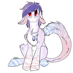 Size: 2000x2000 | Tagged: safe, artist:intfighter, oc, oc only, cat, cat pony, original species, pony, chest fluff, floppy ears, high res, jewelry, necklace, simple background, sitting, solo, transparent background