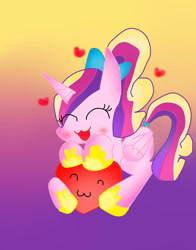 Size: 884x1130 | Tagged: safe, artist:ameliayap, princess cadance, alicorn, pony, g4, cute, cutedance, eyes closed, female, gradient background, heart, mare, solo