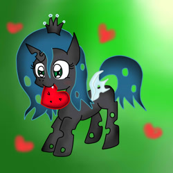 Size: 1105x1099 | Tagged: safe, artist:ameliayap, queen chrysalis, changeling, changeling queen, g4, cute, female, gradient background, heart, solo