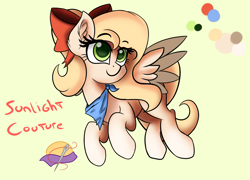 Size: 3000x2160 | Tagged: safe, artist:sadtrooper, oc, oc:sunlight couture, pegasus, pony, bandana, bow, ear fluff, high res, palindrome get, pegasus oc, wings
