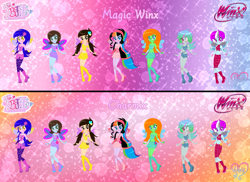 Size: 3031x2207 | Tagged: safe, artist:cookiechans2, artist:lumi-infinite64, artist:lynnqueenofsports, artist:noreentheartist, artist:paintgreencolor19, artist:prismagalaxy514, artist:supercoolraven, oc, oc:lola, oc:rainbow heart, fairy, human, equestria girls, g4, alternate hairstyle, bare shoulders, barely eqg related, base used, boots, charmix, clothes, convergence, crossover, dress, fairies, fairies are magic, fairy wings, fairyized, fingerless gloves, gloves, gradient background, high heel boots, high heels, high res, magic winx, pink dress, pink shoes, rainbow s.r.l, red shoes, shoes, sparkly background, strapless, wings, winx, winx club, winxified