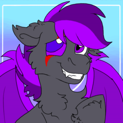 Size: 900x900 | Tagged: safe, artist:euspuche, part of a set, oc, oc:moonlight thunder, bat pony, pony, animated, bouncing, bust, commission, gif, portrait, simple background, smiling, ych result
