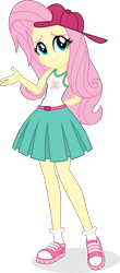 Size: 2631x5973 | Tagged: safe, artist:punzil504, fluttershy, human, equestria girls, g4, 90s grunge fluttershy, alternate hairstyle, backwards ballcap, baseball cap, belt, cap, clothes, converse, cutie mark, cutie mark on clothes, equestria girls interpretation, eyeshadow, female, gameloft interpretation, hat, makeup, scene interpretation, shoes, simple background, skirt, sleeveless, socks, solo, tank top, transparent background