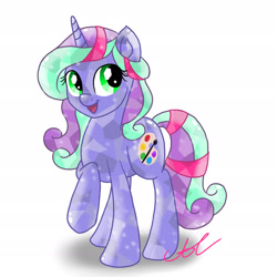 Size: 2449x2449 | Tagged: safe, artist:colorpalette-art, oc, oc only, oc:color palette, crystal pony, pony, unicorn, crystallized, high res, horn, solo, unicorn oc