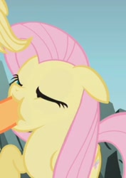 Size: 714x1008 | Tagged: safe, screencap, applejack, fluttershy, dragonshy, g4, cropped, hoof in mouth, misleading thumbnail, not what it looks like, offscreen character, out of context, solo focus