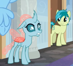 Size: 559x505 | Tagged: safe, screencap, ocellus, sandbar, changeling, earth pony, pony, g4, the hearth's warming club, cropped, cute, diaocelles, sandabetes, smiling