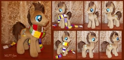 Size: 6416x3120 | Tagged: safe, artist:calusariac, doctor whooves, time turner, earth pony, pony, g4, clothes, fourth doctor's scarf, irl, photo, plushie, scarf, solo, striped scarf