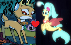 Size: 1280x810 | Tagged: safe, bramble, princess skystar, deer, seapony (g4), g4, my little pony: the movie, spoiler:comic27, bioluminescent, blue eyes, blushing, bubble, coral, cropped, cute, dorsal fin, female, fin, fin wings, fins, fish tail, floppy ears, flower, flower in hair, flowing mane, flowing tail, freckles, glowing, happy, interspecies, jewelry, male, necklace, ocean, open mouth, open smile, pearl necklace, seaquestria, seashell, shipping, shipping domino, skyabetes, skyble, smiling, straight, swimming, tail, underwater, water, wings