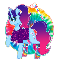 Size: 2592x2830 | Tagged: safe, artist:crazysketch101, oc, oc only, pony, unicorn, circle background, high res, request, simple background, solo, tiedye, white background