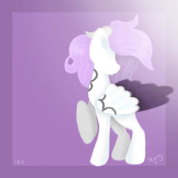 Size: 720x720 | Tagged: safe, artist:saladstarry, oc, oc only, pegasus, pony, looking back, pegasus oc, raised hoof, signature, solo, two toned wings, wings