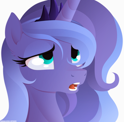 Size: 2000x1965 | Tagged: safe, artist:andaluce, artist:stoic5, princess luna, alicorn, pony, g4, bust, cute, female, messy mane, open mouth, portrait, s1 luna, simple background, solo, sternocleidomastoid, white background
