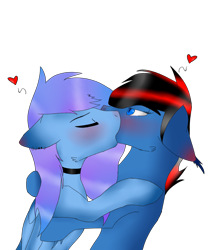 Size: 4244x5000 | Tagged: safe, artist:toptian, oc, oc only, pony, blushing, choker, heart, kissing, male, oc x oc, shipping, simple background, stallion, transparent background