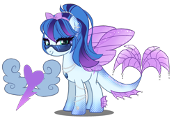 Size: 1850x1250 | Tagged: safe, artist:gihhbloonde, oc, oc only, hybrid, pony, female, offspring, parent:soarin', parent:sonata dusk, simple background, solo, transparent background