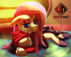Size: 4234x3372 | Tagged: safe, artist:rhinaldy, fluttershy, pegasus, pony, g4, boots, ear piercing, female, fluttergoth, mare, piercing, pillow, shoes, solo