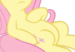 Size: 2533x1778 | Tagged: safe, artist:red4567, edit, vector edit, fluttershy, pony, 2 4 6 greaaat, g4, belly, cropped, female, hoof on chest, lying down, pictures of bellies, simple background, solo, transparent background, vector