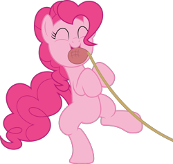 Size: 3183x3000 | Tagged: safe, artist:dashiesparkle, pinkie pie, earth pony, pony, g4, griffon the brush off, ^^, belly, bipedal, cute, diapinkes, eyes closed, female, high res, mare, mouth hold, simple background, solo, transparent background, vector