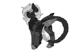 Size: 2480x1754 | Tagged: safe, artist:wbp, pegasus, pony, amputee, armor, artificial wings, augmented, commission, enclave, enclave armor, prosthetic limb, prosthetic wing, prosthetics, simple background, sticker, transparent background, wings