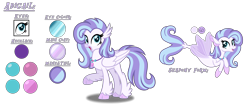 Size: 3620x1540 | Tagged: safe, artist:purplepotato04, oc, oc only, oc:abigail, classical hippogriff, hippogriff, seapony (g4), female, magical lesbian spawn, offspring, parent:silverstream, parent:sweetie belle, reference sheet, simple background, solo, transparent background