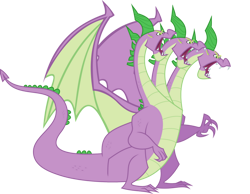 Size: 1024x793 | Tagged: safe, artist:brutalityinc, spike, dragon, hydra, g4, hydrafied, male, multiple heads, simple background, solo, species swap, spikezilla, three heads, three-headed dragon, three-headed spike, transparent background, winged spike, winged spikezilla, wings