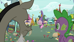 Size: 1920x1080 | Tagged: safe, screencap, discord, spike, sugar belle, g4, my little pony: friendship is magic, the big mac question