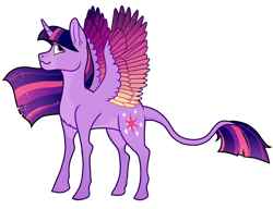 Size: 1280x985 | Tagged: safe, artist:malphym, twilight sparkle, alicorn, pony, g4, colored wings, multicolored wings, simple background, solo, transparent background, twilight sparkle (alicorn), wings