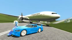 Size: 1280x720 | Tagged: safe, artist:f-4phantombrony, trixie, equestria girls, g4, boeing 777, car, dodge viper, female, philippine airlines, plane, solo