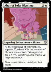 Size: 375x523 | Tagged: safe, edit, princess celestia, alicorn, pony, g4.5, my little pony: pony life, the fluttershy effect, candle, ccg, magic the gathering, shrine, trading card, trading card edit