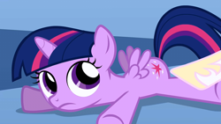 Size: 1280x720 | Tagged: safe, edit, edited screencap, screencap, princess celestia, twilight sparkle, alicorn, pony, g4, the cutie mark chronicles, female, filly, filly twilight sparkle, look at my butt, pointing, solo focus, twilight sparkle (alicorn), younger