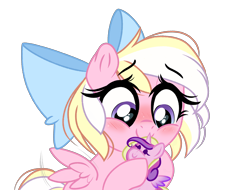 Size: 3006x2290 | Tagged: safe, artist:emberslament, princess cadance, oc, oc:bay breeze, pegasus, pony, g4, alternate hairstyle, blushing, bow, cute, daaaaaaaaaaaw, female, filly, hair bow, happy, heart eyes, high res, ocbetes, plushie, simple background, transparent background, wingding eyes