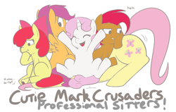 Size: 1099x700 | Tagged: safe, artist:redintravenous, editor:rozyfly10, apple bloom, babs seed, fluttershy, scootaloo, sweetie belle, earth pony, pegasus, pony, unicorn, g4, age difference, apple family member, cutie mark, cutie mark crusaders, eyes closed, eyes on the prize, face down ass up, faceful of ass, facesitting, female, filly, filly on mare, flutterseat, grin, looking at butt, lucky girl, mare, monochrome, open mouth, scrunchy face, sitting, sitting on head, sitting on person, sitting on pony, smiling, smirk, stuck, wide eyes