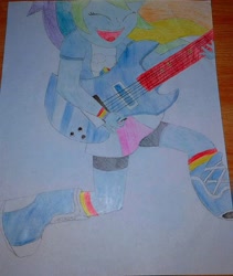 Size: 1836x2174 | Tagged: safe, artist:raindasher14, rainbow dash, equestria girls, g4, my little pony equestria girls: rainbow rocks, female, photo, traditional art