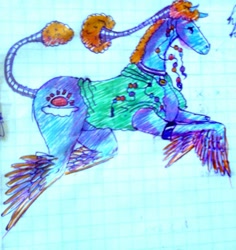 Size: 965x1024 | Tagged: safe, artist:intfighter, oc, oc only, pegasus, pony, graph paper, pegasus oc, solo, traditional art, wings