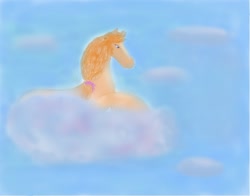 Size: 1280x1005 | Tagged: safe, artist:intfighter, oc, oc only, earth pony, pony, cloud, earth pony oc, on a cloud, solo