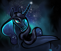 Size: 773x651 | Tagged: safe, artist:thrimby, princess luna, alicorn, pony, g4, bust, constellation, constellation hair, ethereal mane, female, mare, solo, starry mane, upper body