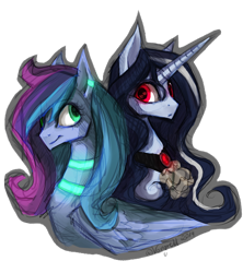 Size: 552x621 | Tagged: safe, artist:grinu, oc, oc only, oc:speedy shy, oc:tirana vongrell, oc:vongrell, pegasus, pony, vampire, vampony, duo, pegasus oc, simple background, transparent background, wings