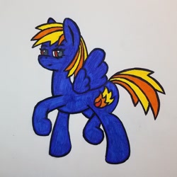 Size: 1024x1024 | Tagged: safe, artist:dice-warwick, oc, oc only, oc:burning wing, pegasus, pony, fallout equestria, female, mare, solo, traditional art, two toned mane, two toned tail