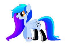 Size: 685x443 | Tagged: safe, artist:raspberrycream12, oc, oc only, oc:music note, pegasus, pony, pegasus oc, simple background, solo, white background, wings