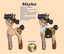 Size: 1200x1024 | Tagged: safe, artist:marydibuja, oc, oc only, oc:maylea, earth pony, pony, bag, duo, earth pony oc, reference sheet, saddle bag, straw in mouth