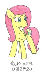 Size: 617x1092 | Tagged: safe, artist:cmara, fluttershy, pegasus, pony, g4, female, mare, simple background, solo, traditional art, white background