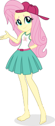 Size: 2631x5973 | Tagged: safe, artist:punzil504, edit, editor:grapefruitface, fluttershy, equestria girls, g4, 90s grunge fluttershy, barefoot, barefooting, cap, feet, female, hat, simple background, sleeveless, solo, transparent background, vector