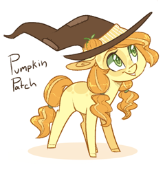 Size: 522x544 | Tagged: safe, artist:sararini, oc, oc only, oc:pumpkin patch, earth pony, pony, adoptable, hat, solo