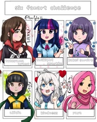 Size: 721x901 | Tagged: safe, artist:hanarielight16, twilight sparkle, human, g4, :d, boboiboy, bust, catgirl, clothes, crossover, deadly 7 inside me, ejen ali, hijab, humanized, kagerou project, open mouth, paw pads, paws, six fanarts, smiling, underpaw