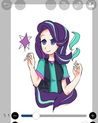 Size: 480x600 | Tagged: safe, artist:hanarielight16, starlight glimmer, human, g4, bust, clothes, female, humanized, smiling, solo, vest