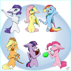 Size: 875x875 | Tagged: safe, artist:ellis_sunset, applejack, fluttershy, pinkie pie, rainbow dash, rarity, twilight sparkle, mouse, g4, applemouse, balloon, blowing up balloons, book, chest fluff, female, fluttermouse, glasses, hat, mane six, mousified, open mouth, pinkie mouse, rainbow mouse, rarimouse, signature, species swap, twimouse, wings