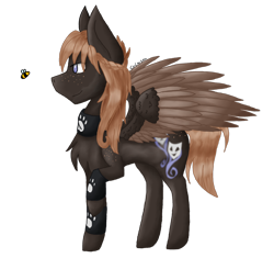 Size: 1150x1082 | Tagged: safe, artist:crimson-breeze, oc, oc only, oc:honey bee, bee, insect, pegasus, pony, paw prints, pegasus oc, simple background, solo, transparent background, wings