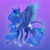 Size: 2000x2000 | Tagged: safe, artist:sugawama, princess luna, alicorn, pony, g4, colored wings, colored wingtips, concave belly, ear piercing, earring, ethereal mane, ethereal tail, female, g5 concept leak style, high res, horn, horn jewelry, jewelry, mare, piercing, redesign, signature, simple background, slender, smiling, solo, thin