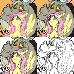 Size: 2400x2400 | Tagged: safe, artist:snspony, discord, fluttershy, draconequus, pegasus, pony, g4, female, high res, male, ship:discoshy, shipping, straight