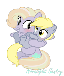 Size: 2688x3184 | Tagged: safe, artist:novalightsentryyt, derpy hooves, oc, oc:fizzy pearls, pegasus, pony, g4, female, filly, filly derpy, high res, like mother like daughter, like parent like child, mother and child, mother and daughter, parent oc, previous generation, simple background, transparent background, young, younger