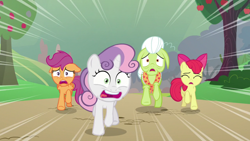 Size: 1920x1080 | Tagged: safe, screencap, apple bloom, granny smith, scootaloo, sweetie belle, g4, the big mac question, cutie mark crusaders