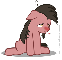 Size: 2233x2143 | Tagged: safe, artist:ace play, oc, oc only, oc:ace play, earth pony, pony, backwards thermometer, facial hair, floppy ears, goatee, high res, male, messy mane, red nosed, runny nose, sick, simple background, sitting, solo, stallion, thermometer, transparent background, vector